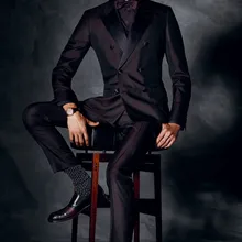 На заказ темно-коричневые мужские свадебные костюмы для выпускного бала двубортные Черные смокинги с лацканами из 2 предметов, утренний костюм(куртка+ штаны