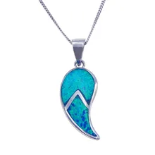 Высокое качество Мода 925 пробы серебро ювелирные украшения Прекрасные ювелирные украшения голубой огненный опал популярное ожерелье с подвеской с серебряной цепочкой для Для женщин