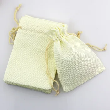 

100 pcs/Lot 7x9cm Beige Linen Bag Drawstring Wedding&Christmas Packaging Pouchs & Gift Bags Small Jewelry Sachet &Mini Jute bags