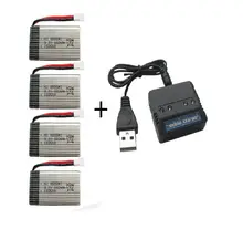 3.7V 650mah Li-polymer battery*4pcs+4 in1 charger box for X5 X5C X5SC X5SW M68 RC Quadcopter 5pcs/lot free shipping