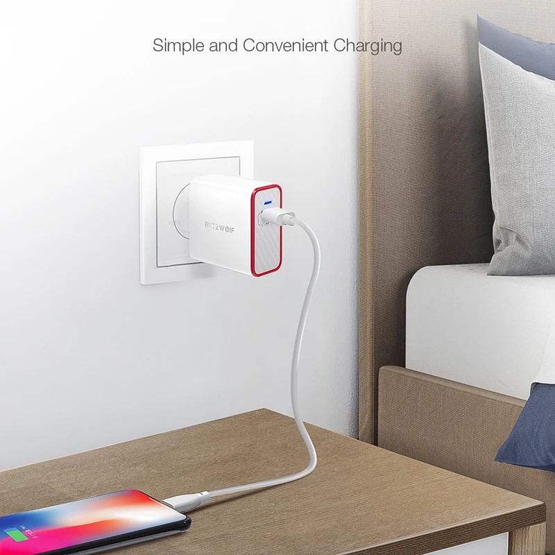 BlitzWolf 45 Вт USB PD Быстрая зарядка type C телефон быстрое зарядное устройство ЕС разъем совместимый для iPhone X 8 Plus/iPad Pro/Macbook переключатель BlitzWolf 45 Вт USB PD Быстрая зарядка type C телефон быстрое зарядное устройство ЕС разъем совместимый для iPhone X 8 Plus/iPad Pro/Macbook переключатель