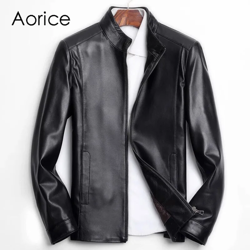 

Aorice MT830 2020 Men jackets new fashion real sheep leather jackets with turn-down collar fall winter casual outwear coat
