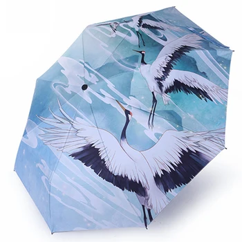 

China Style Sunscreen Female Parasol Sliver Coating Women's Umbrellas Anti UV Umbrella Rain Women Folding Umbrella Paraguas