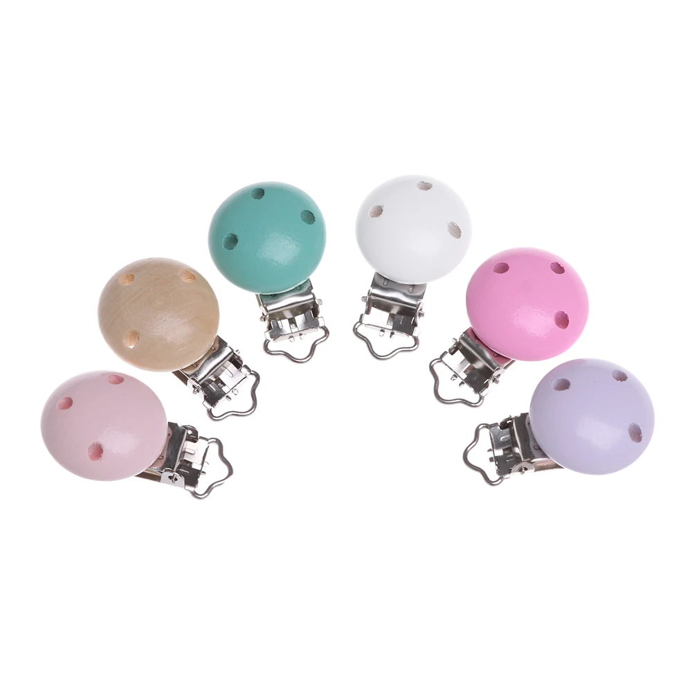 

1Pc HOT Pacifier Clip Wooden Bead Baby Teether Wood Teething Accessories Round Shaped Clip Nipple Clasps Toy DIY Bead Tool