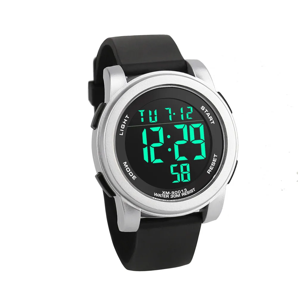 Мужские спортивные часы высокого качества брендовые цифровые светодиодные армейские часы для дайвинга мужские модные повседневные электронные наручные часы Relojes 30X - Цвет: Silver