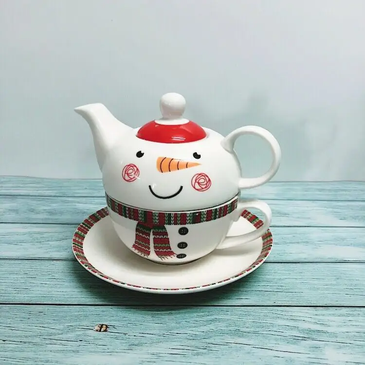 Creative cartoon ceramic child pot one person cup stack flower teapot milk Christmas children tableware N362 | Дом и сад