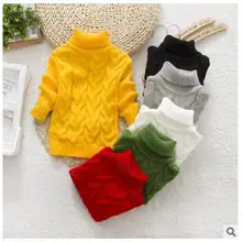 Детский свитер осенне-зимний теплый утепленный свитер с высоким воротником для мальчиков и девочек 0-2 лет