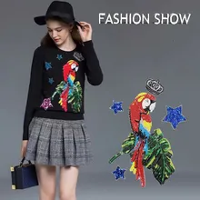 Модная высококачественная одежда с блестками и попугаем, аксессуары для одежды, пальто-свитер, пуховик, декоративная заплатка «сделай сам»