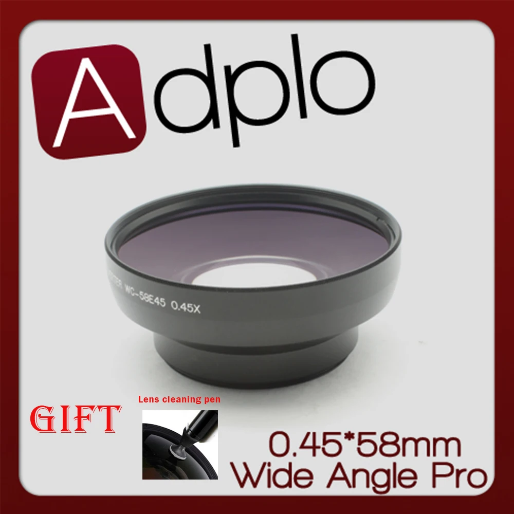 

Professional 58mm 0.45X Wide Angle Lens with Macro Black suit For Canon for Nikon for Sony+with Lens Cleaning Pen