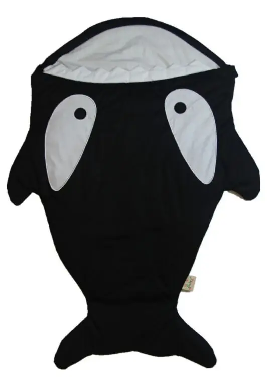 Высокое качество Мультфильм Акула детский спальный мешок зимние коляски кровать Пеленальное Одеяло милый хлопок постельные принадлежности детский спальный мешок - Цвет: Черный