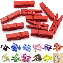 20pcs Mini Colored Spring Wood Clips Clothes Photo Paper Peg Pin Clothespin Craft Clips Party Decoration