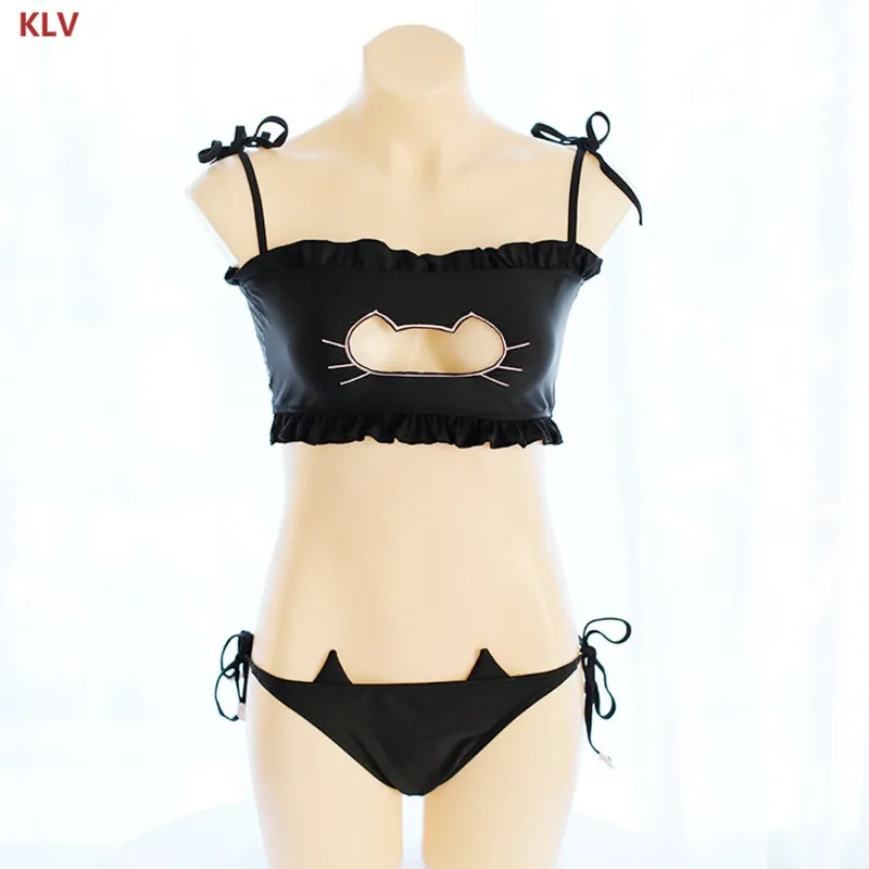 KLV Cosplay бюстгальтер с замочной скважиной и трусики комплект нижнего белья