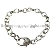 10 шт. Серебряный тон спираль Сердце застежка Цепочки Браслеты 20 см