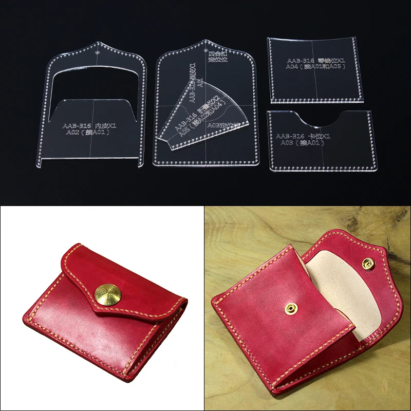 

DIY Acrylic Template Leather Craft Coin Purse Type Small Bag Pattern Stencil Durable Tool for Leather Handcrafts Lovers