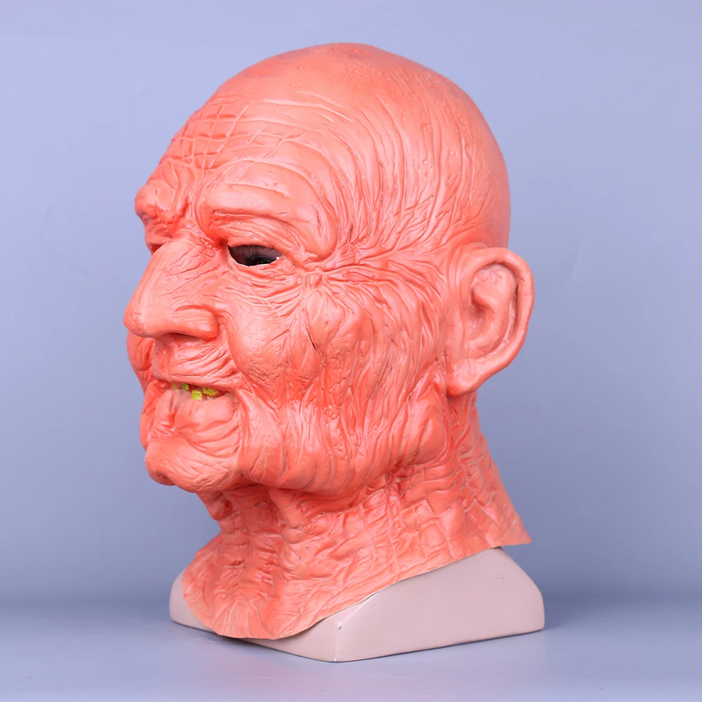 Creepy Old Man Mask With Hair Masquerade Old Man Mask Halloween Mask Props New (5)