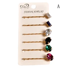Новинка, Модные женские ювелирные изделия,, вечерние украшения для девочек, зеленые, розовые, фиолетовые, черные, великолепные, 6 шт./набор, заколки для волос в полоску, аксессуары для волос, подарки