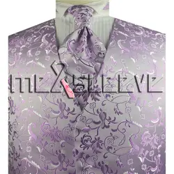 Горячая Распродажа Для мужчин Фиолетовый смокинг жилет комплект (жилет + галстук-бабочка + запонки + платок)
