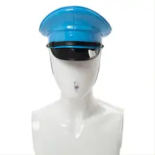 Искусственная кожа военная шляпа синяя кепка представление шоу сцены панк рок ночной бар крышка капитанская форма Кепка