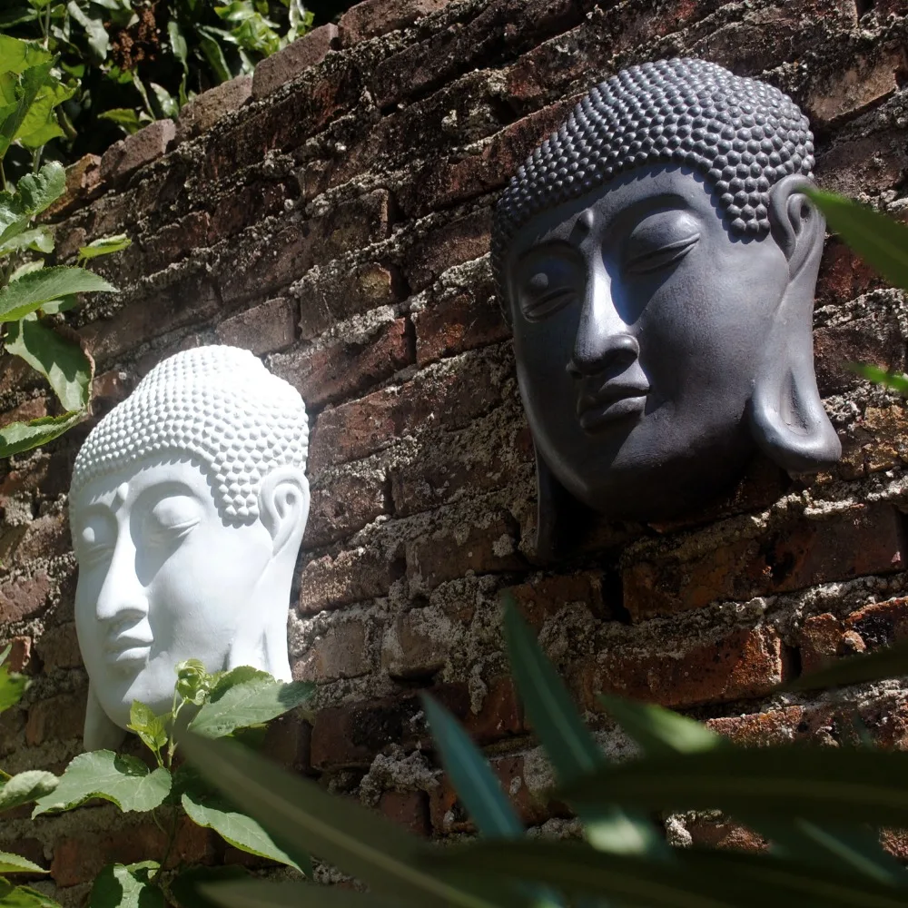 

Outdoor Garden Cement Buddha Head Wall Hanging Crafts Decoration Courtyard Park Wall Mural Ornaments Villa Wall Sticker Artwork