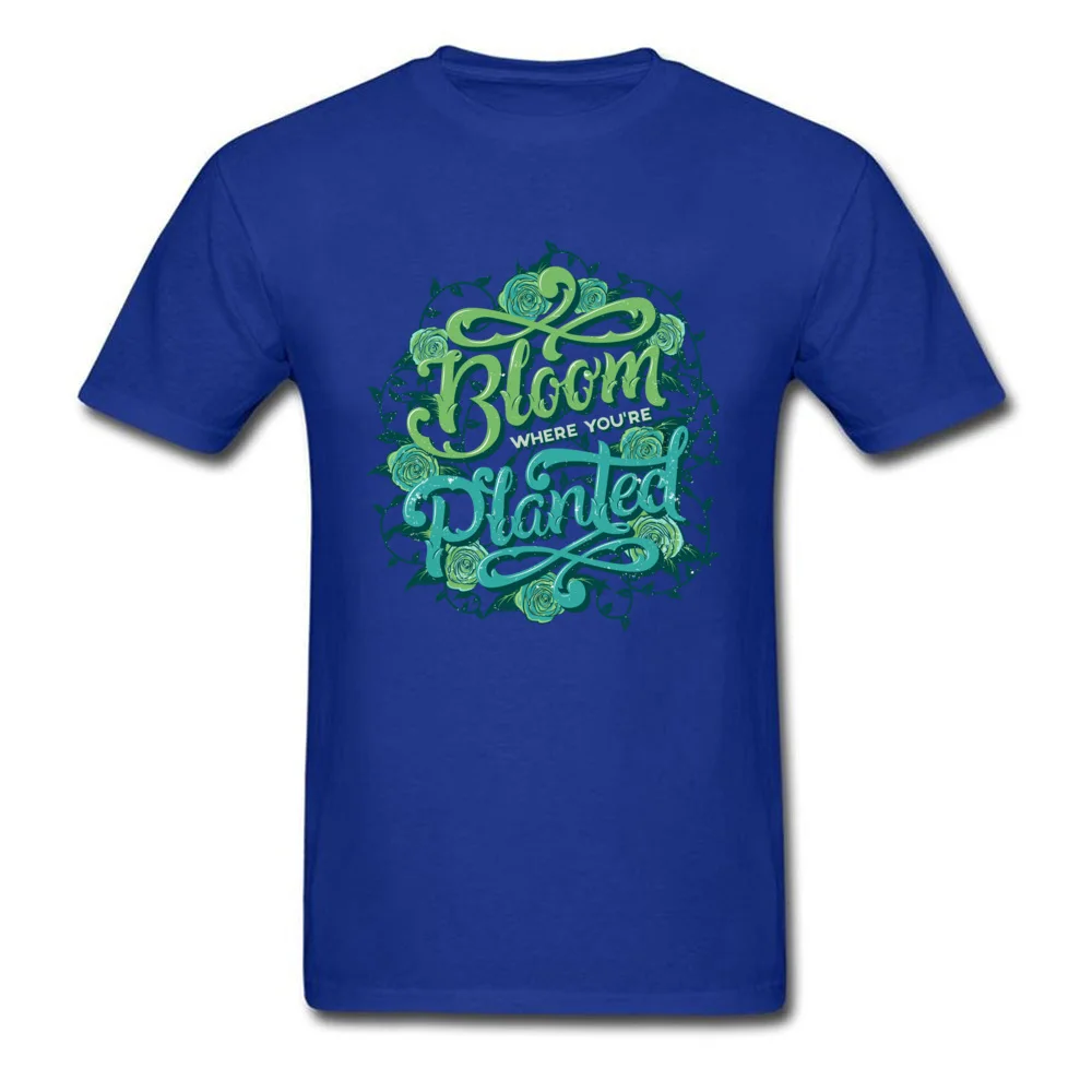 Hip Hop Men T Shirt O Neck Short Sleeve 100% Cotton Bloom Tops Shirts Printed T Shirt Drop Shipping Bloom blue