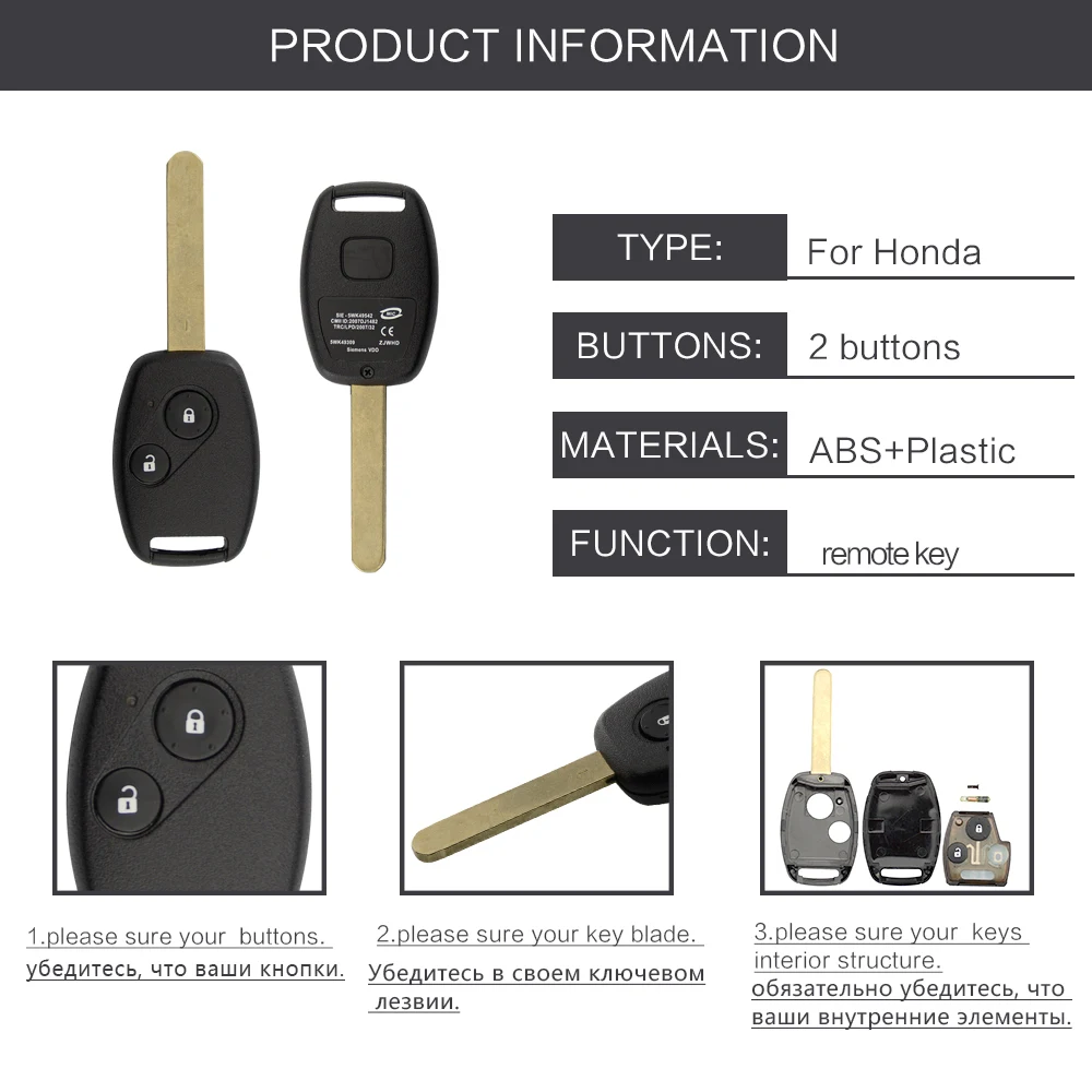 Okeytech 2 кнопки дистанционного ключа автомобиля 315/433 МГц чипа ID46/ID48 для Honda CR V HR