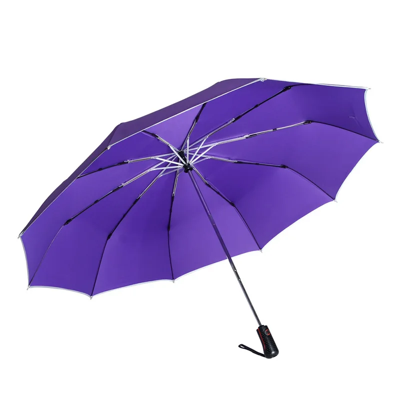 Enarge 10K усиленный светоотражающий складной зонт от дождя, деловые мужские автоматические зонты, ветрозащитные мужские роскошные качественные Зонты - Цвет: Purple