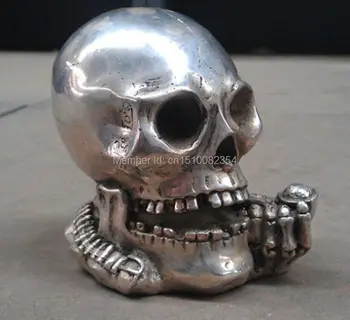 

Tibet collectable white copper skull framework statue high: 13cm