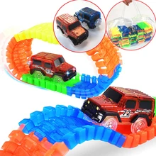 600 Tracks 2 Cars Gift Packs Handbag Glowing racing track set Glow in dark Led car