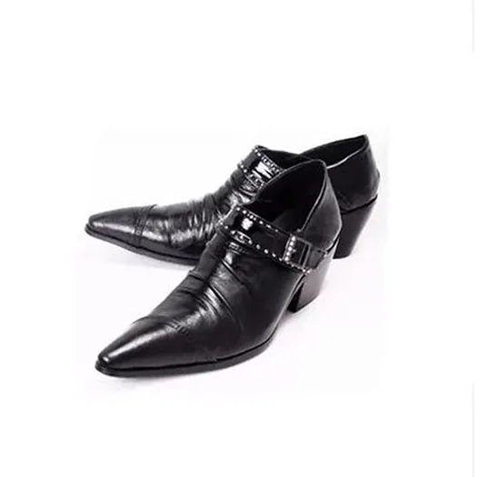 Белые летние Роскошные брендовые туфли популярные новые мужские туфли на высоком каблуке с острым носком черного цвета, большие размеры 46, модные туфли без шнуровки на ремешке на заказ - Цвет: Черный
