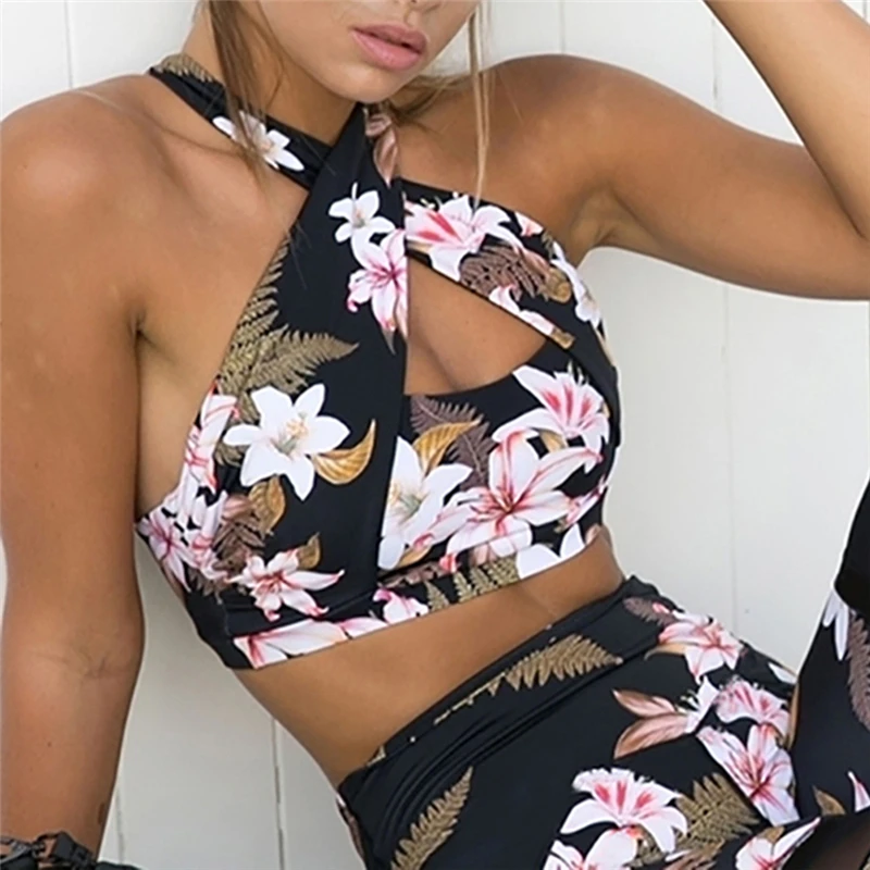 

Floral Printed Sexy Sports Gym Athletic Top Yoga Bras Female Fitness Workout Exercise Women Training