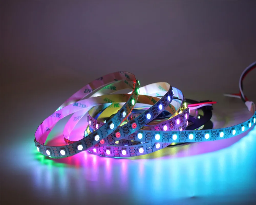5 м встроенный WS2812B полноцветная светодиодная лента 60 LED пикс./м Raspberry Pi Pixel матрица