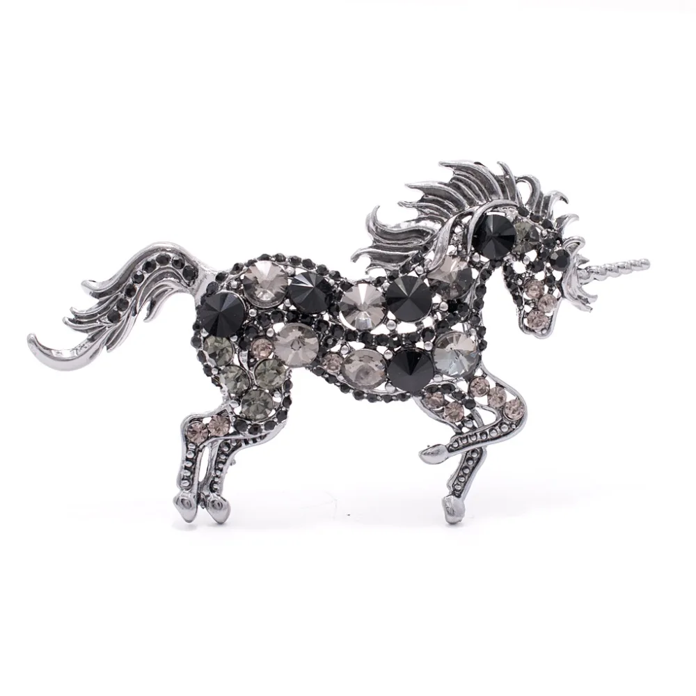 Милый со стразами и кристаллами Black брошь значок в форме лошади 6172BLA|brooch pins|horse