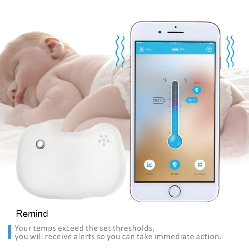 Bluetooth Remote Children Wearable Electronic Thermometer Smart Body