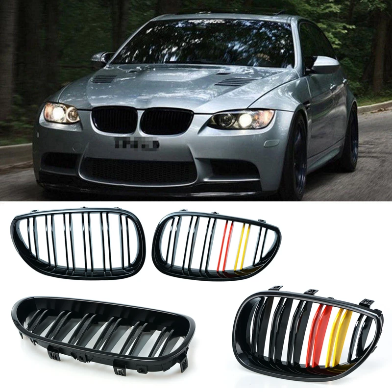 

1pair Grille For BMW E60 E61 03-09 Red yellow gloss black Car Front Center Wide Kidney Grill Racing Grill Car-styling 8P