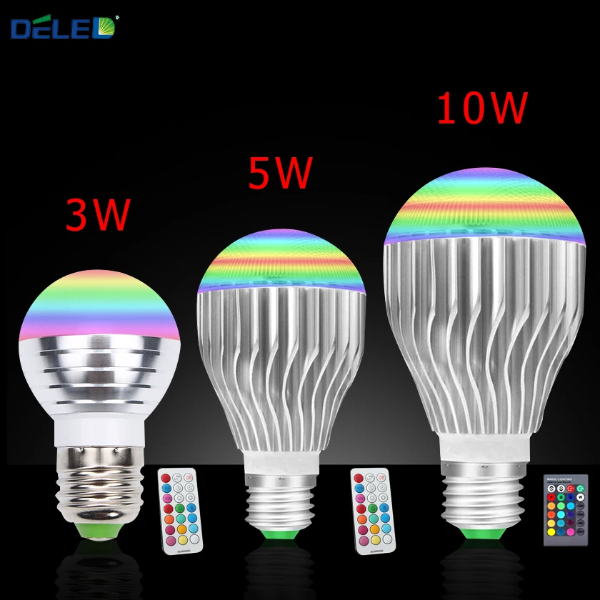 E27 RGB LED Bulb lighting Spotlight No Flicker Energy Saving 3W 5W 10W