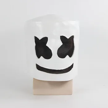 

DJ Marshmello White Mask Halloween Carnival Cosplay Helmet Costume Accessories Full Head Latex Prop