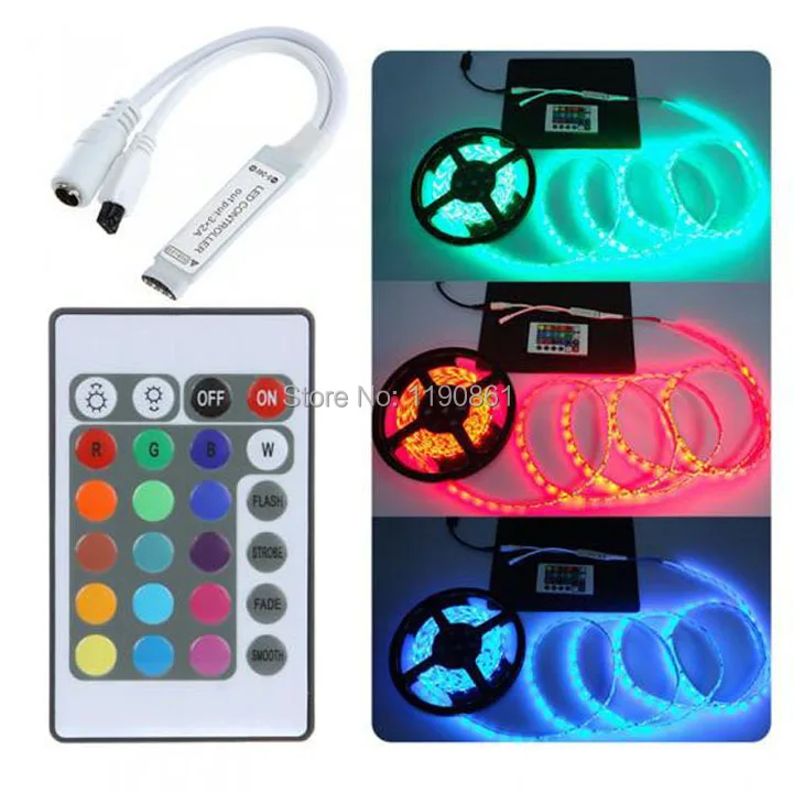 

10XFree shipping 5-24V 24 Key Wireless IR Remote RGB LED Mini Controller Dimmer