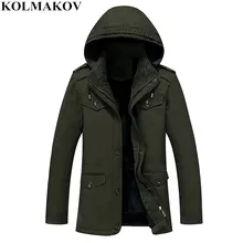 KOLMAKOV, новинка, мужские зимние утепленные парки, пальто, куртки для мужчин,, мужская хлопковая парка с капюшоном, повседневное теплое пальто для мужчин размера плюс M-4XL