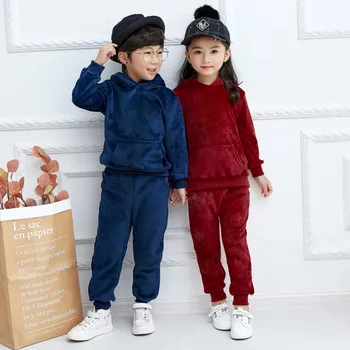 

2018 Autumn Boys Clothing Sets Two-pieces Suit Girls Velvet Sporting Suit Clothes Velour Tracksuits Brother Sister Set for 2T 9T