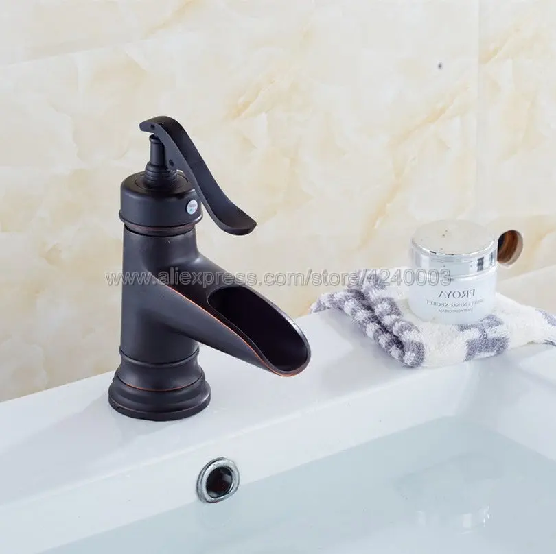 Black Oil Rubbed Bronze Waterfall Faucet Bathroom Faucet Bathroom Basin Faucet Mixer Tap Hot & Cold Sink faucet Khg080 Black Oil Rubbed Bronze Waterfall Faucet Bathroom Faucet Bathroom Basin Faucet Mixer Tap Hot & Cold Sink faucet Khg080