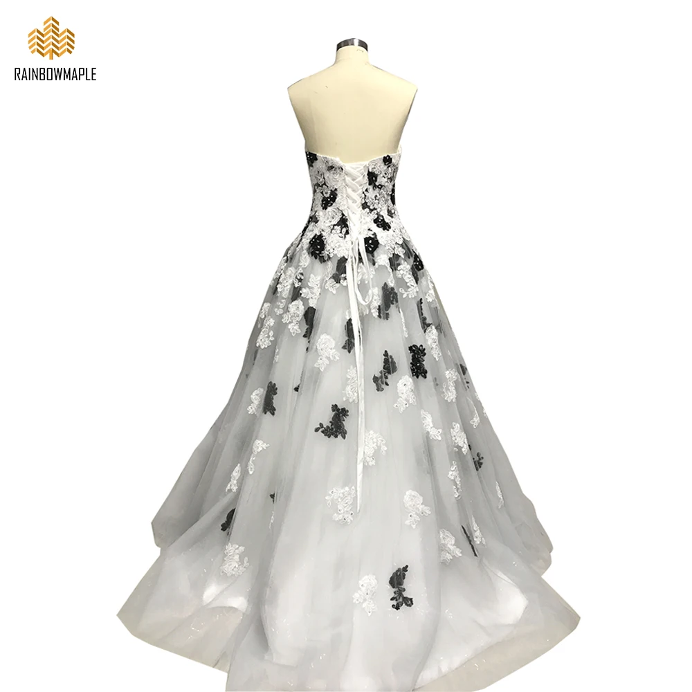 Einzigartige Schwarze Und Weisse Spitze Appliques Wulstige Tragerlose Ballkleid Abendkleider Formale Korsett Mieder Lange Abendgesellschaft Kleider Ball Gown Evening Dress Evening Party Gownevening Dress Aliexpress
