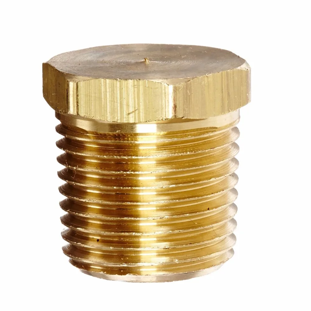 Brass Plumbing 1/4 NPT Hex Head Plug For Brass Copper Steel Aluminum Iron Pipe 