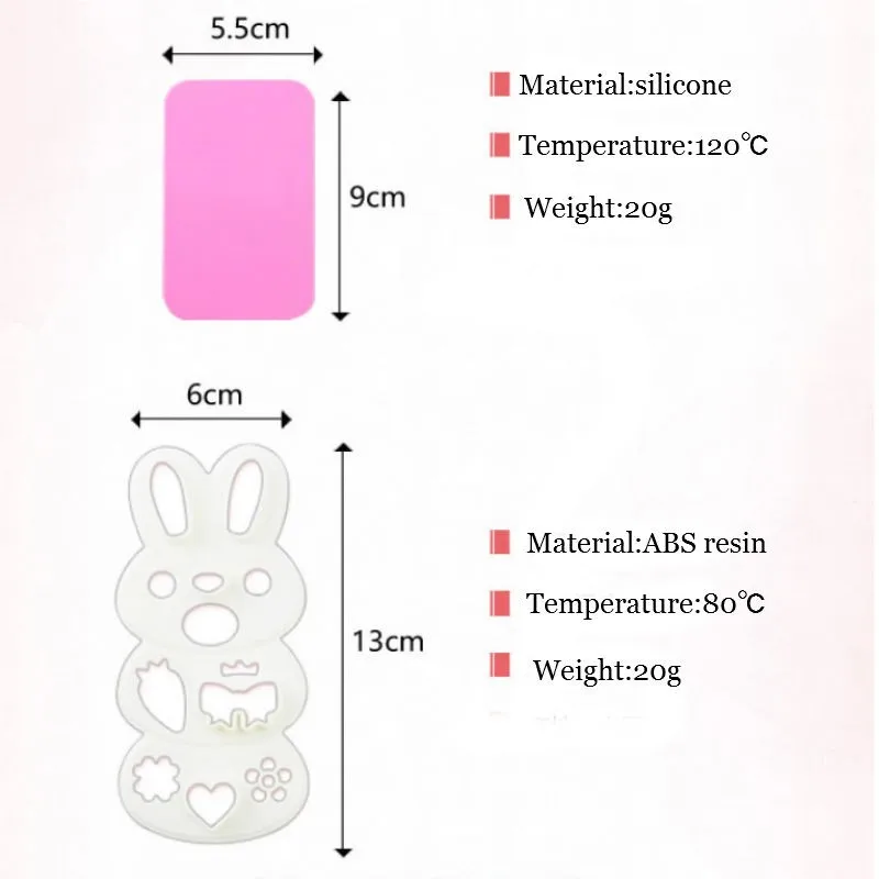 Высокое качество(3 шт./компл.) PP Kawaii Кролик Форма для риса Суши Яйцо шоколад кухонный инструмент "сделай сам" мультфильм суши инструмент