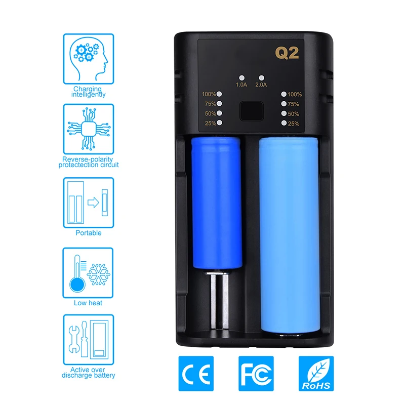 Thbelieve 18650 Battery Charger 2 Slots Smart LED Baterie Chargers AAAAA 1.2V NICDNIHM 2665018500 3.7V-4.2V Batery Chargeur (2)