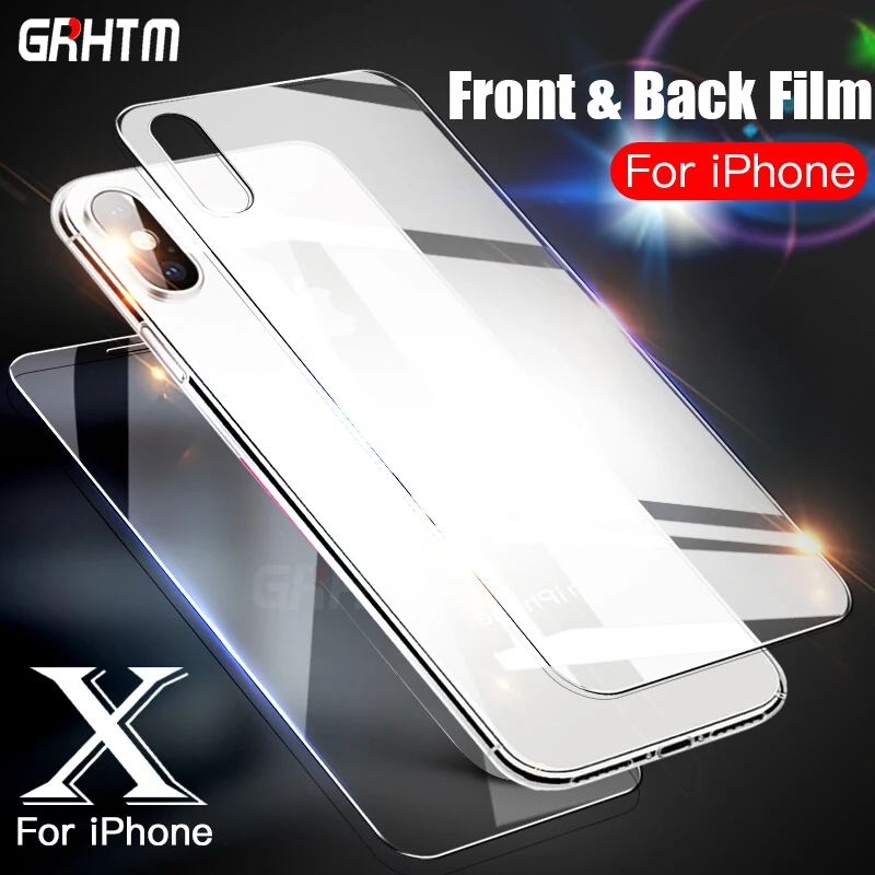 

Front + Back 2Pcs Tempered Glass For iPhone 8 7 6 6S Plus Rear Screen Protector For iPhone X XR XS Max Protective Film