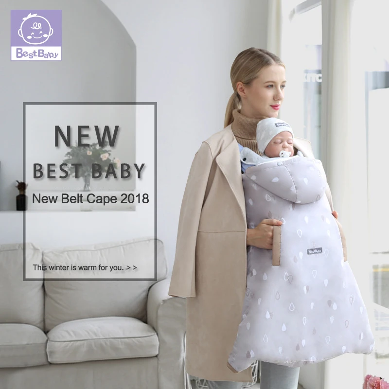 

Best Baby 2 In 1 Autumn/Winter Windproof Baby Slings Cloak With Hand Warm Pocket + Warmth Holding Blanket Baby Sleeping Bag