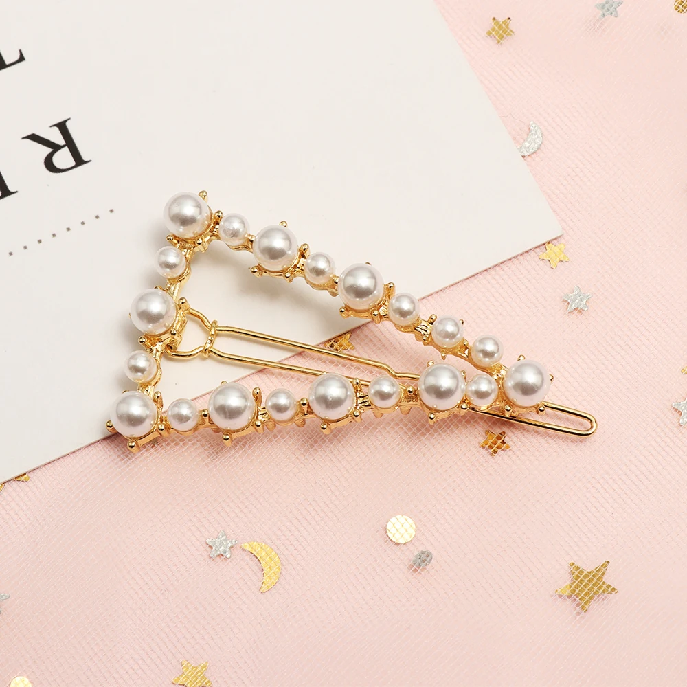 1PC Fashion Pearl Hair Clips Geometric Irregularity Hairpins Lady Simple Metal Barrettes Hair Styling Tools Accessories