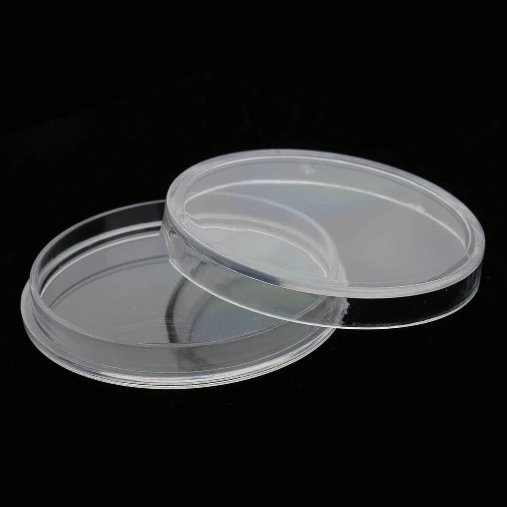 100pcs Clear Round Plastic Coin Capsules Container Storage Holder Case 19/22/28/30/37/38mm Craft Collections Home Decoration