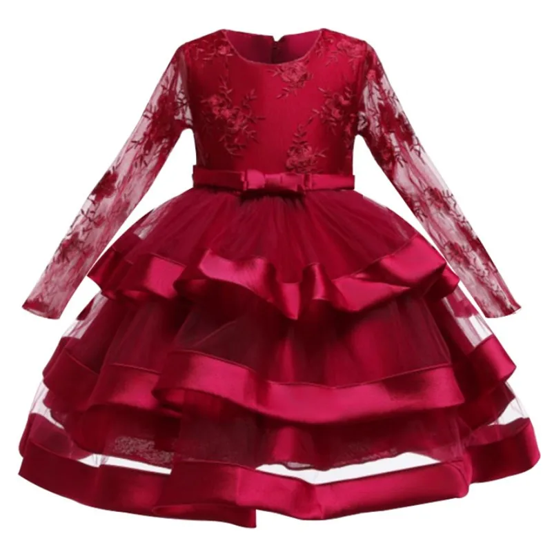 

Children Christmas Dress Flower Wedding Dress Elegant Winter Kids Girls Long Sleeve Tutu Princess Party Dress For Girls Costume