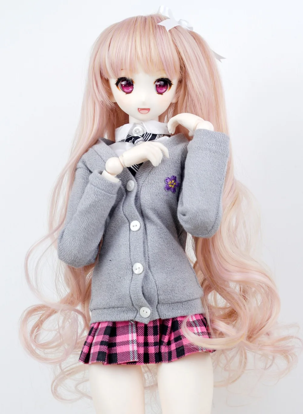 1/3 BJD парик Pullip Dal DD SD LUT Dollfie кукольный парик высокая температура волос 8-9 дюймов Длинные розовые волны парик